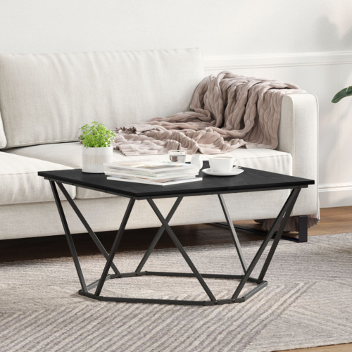 vidaXL Kaffeebord Svart Ek 80 x 80 x 45 cm Konstruerat trä och stål