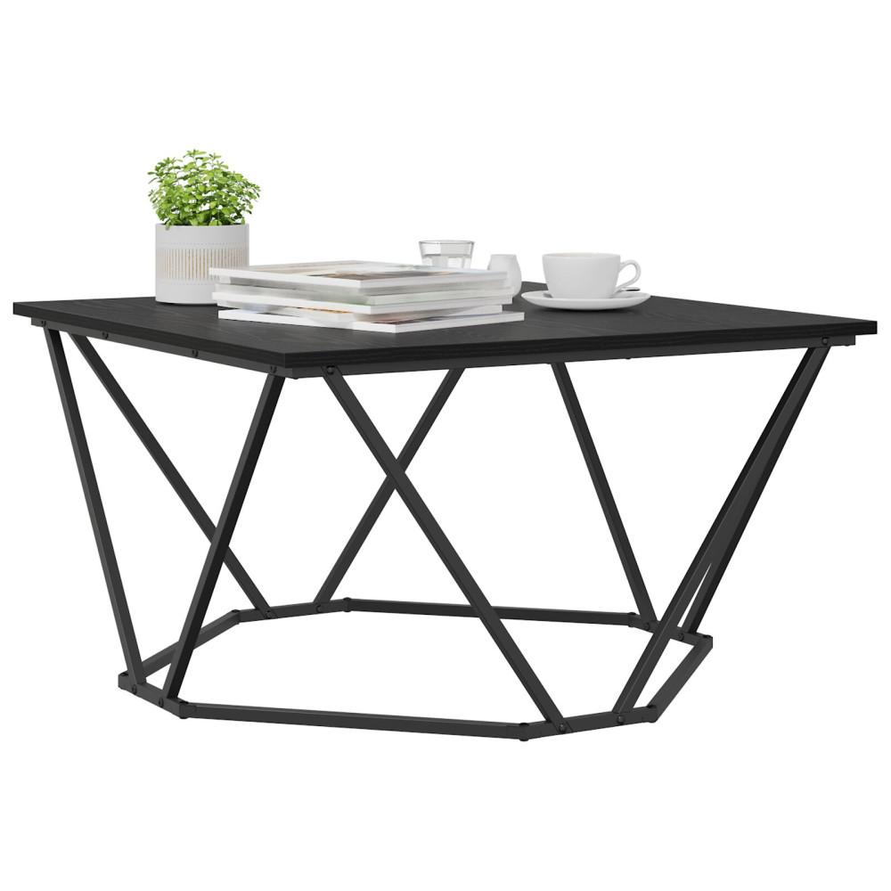 Produktbild för Kaffeebord Svart Ek 80 x 80 x 45 cm Konstruerat trä och stål