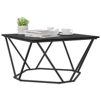 Produktbild för Kaffeebord Svart Ek 80 x 80 x 45 cm Konstruerat trä och stål