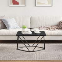 Produktbild för Kaffeebord Svart Ek 80 x 80 x 45 cm Konstruerat trä och stål