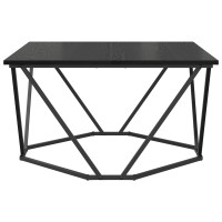 Produktbild för Kaffeebord Svart Ek 80 x 80 x 45 cm Konstruerat trä och stål