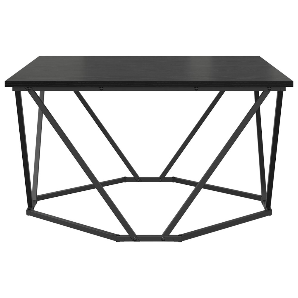 Produktbild för Kaffeebord Svart Ek 80 x 80 x 45 cm Konstruerat trä och stål