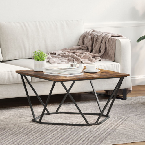 vidaXL Kaffeebord Rökt ek 80 x 80 x 45 cm Konstruerat trä och stål