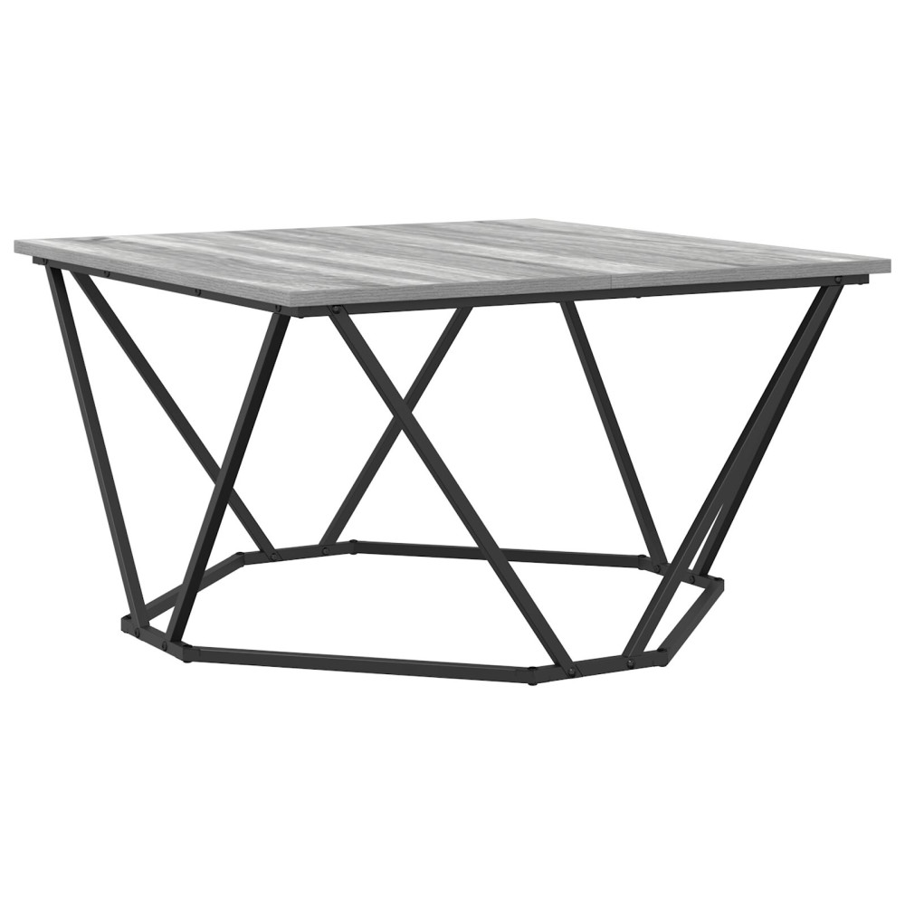 Produktbild för Kaffeebord Grå Sonoma 80 x 80 x 45 cm Konstruerat trä och stål