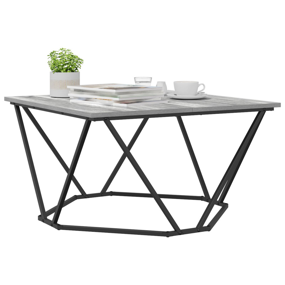 Produktbild för Kaffeebord Grå Sonoma 80 x 80 x 45 cm Konstruerat trä och stål