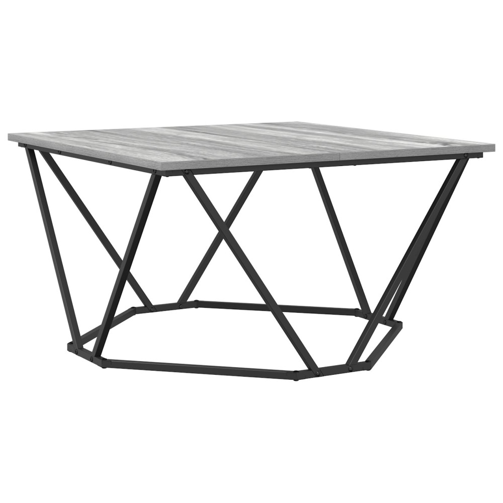 Produktbild för Kaffeebord Grå Sonoma 80 x 80 x 45 cm Konstruerat trä och stål