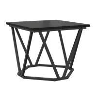 Produktbild för Kaffeebord 3 pcs Svart Ek Konstruerat trä och stål