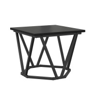 Produktbild för Kaffeebord 3 pcs Svart Ek Konstruerat trä och stål