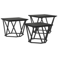 Produktbild för Kaffeebord 3 pcs Svart Ek Konstruerat trä och stål