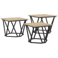 Produktbild för Kaffeebord 3 pcs Sonoma-ek Konstruerat trä och stål