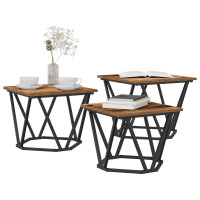 Produktbild för Kaffeebord 3 pcs Gammalt trä Konstruerat trä och stål