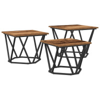 Produktbild för Kaffeebord 3 pcs Gammalt trä Konstruerat trä och stål
