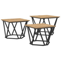Produktbild för Kaffeebord 3 pcs Artisan Ek Konstruerat trä och stål