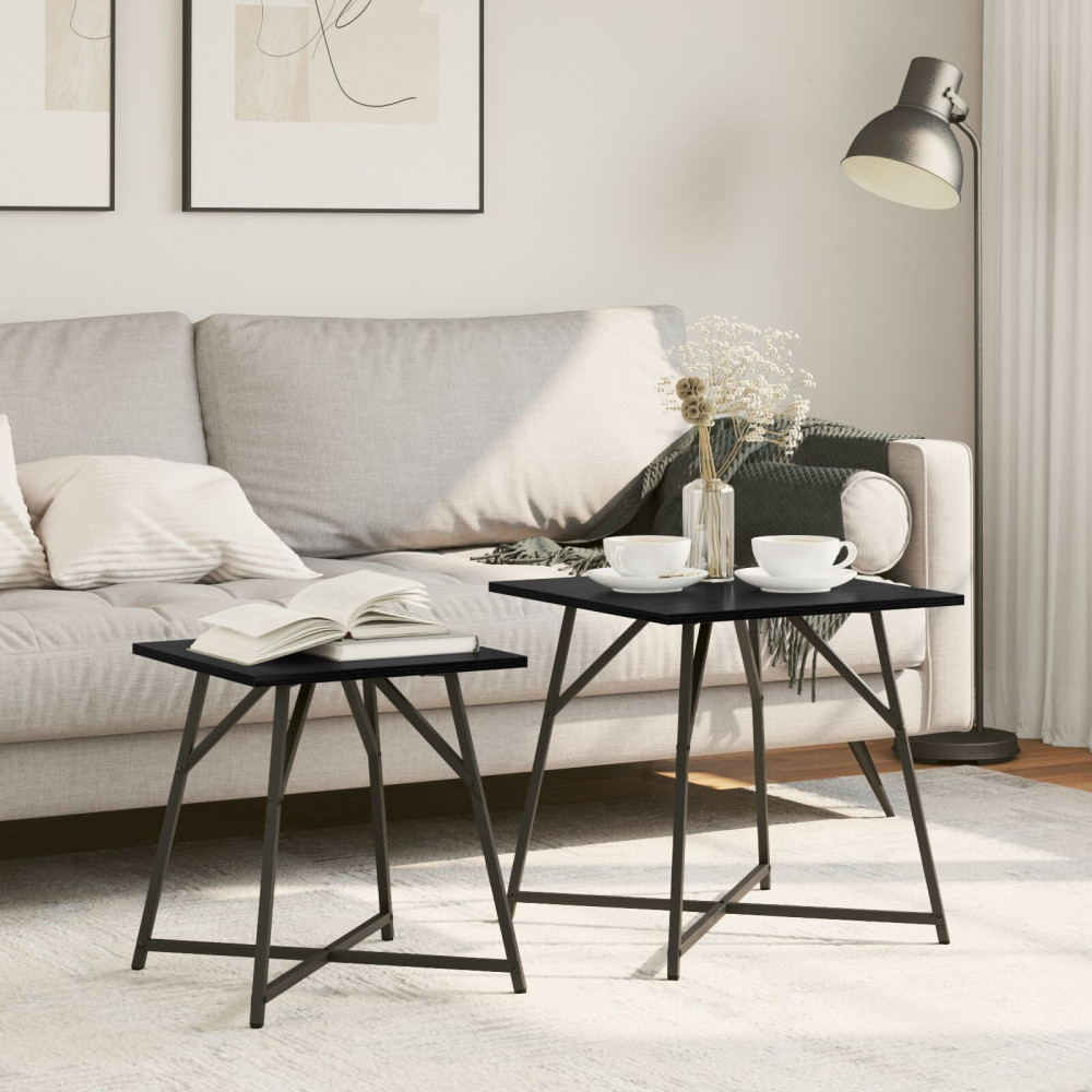 Produktbild för Sidobordsset 2 pcs Svart Ek
