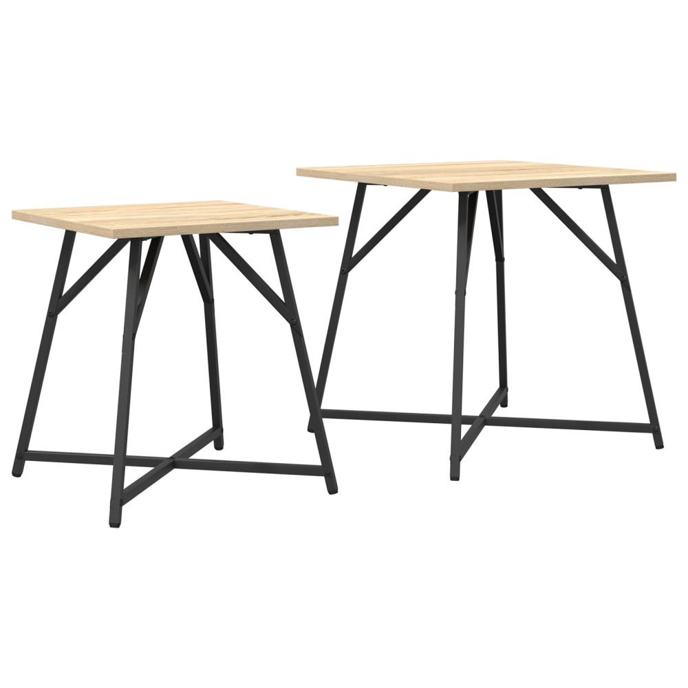 Produktbild för Sidobordsset 2 pcs Sonoma Ek och Svart