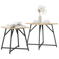 Produktbild för Sidobordsset 2 pcs Sonoma Ek och Svart