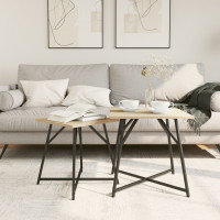 Produktbild för Sidobordsset 2 pcs Sonoma Ek och Svart