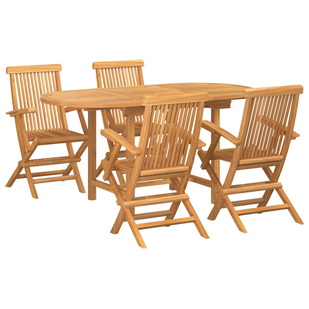 Produktbild för Trädgårdsmöbelset 5 pcs Brun Massivt teakträ