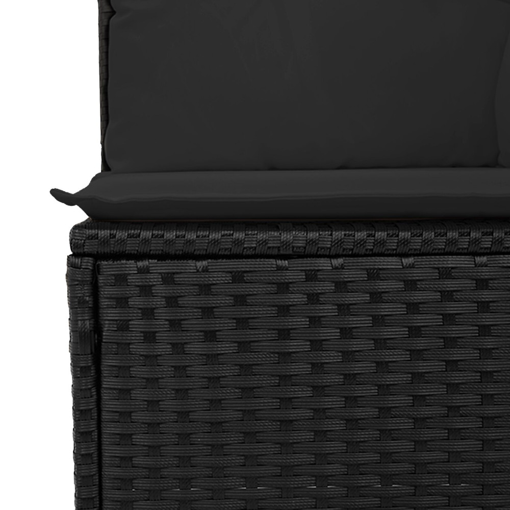 Produktbild för Trädgårdsoffset med kudde 5 pcs Svart Poly rattan