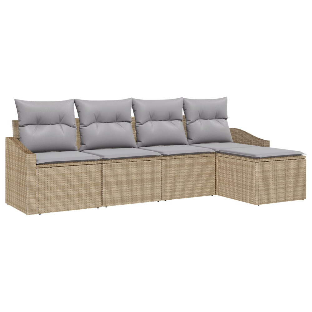 Produktbild för Soffset med kudde 5 pcs Beige och Ljusgrå konstrotting