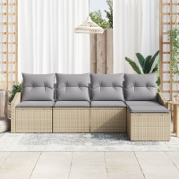 Produktbild för Soffset med kudde 5 pcs Beige och Ljusgrå konstrotting