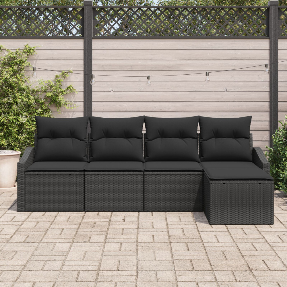 Produktbild för Soffset med kudde med lagring 5 pcs Svart konstrotting