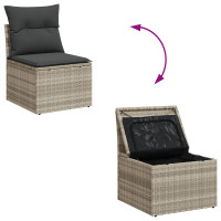 Produktbild för Trädgårdsoffset med kudde 4 pcs Ljusgrå konstrotting