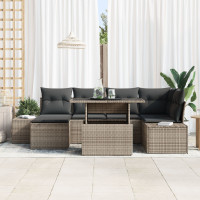 Produktbild för Trädgårdsoffset med lagring 7 pcs Grå Poly rattan
