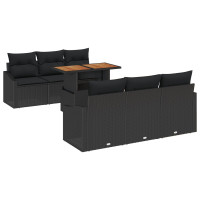 Produktbild för Trädgårdsoffset med lagring 7 pcs Svart Poly rattan