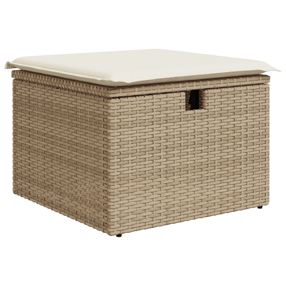 Produktbild för Trädgårdsoffset med kudde med lagring 7 pcs Beige Poly rattan