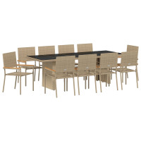 Produktbild för Trädgårdsmöbelset 11 pcs Beige konstrotting
