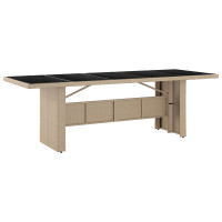 Produktbild för Trädgårdsmöbelset 11 pcs Beige konstrotting