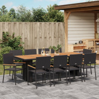 Produktbild för Trädgårdsmöbelset 11 pcs Svart konstrotting