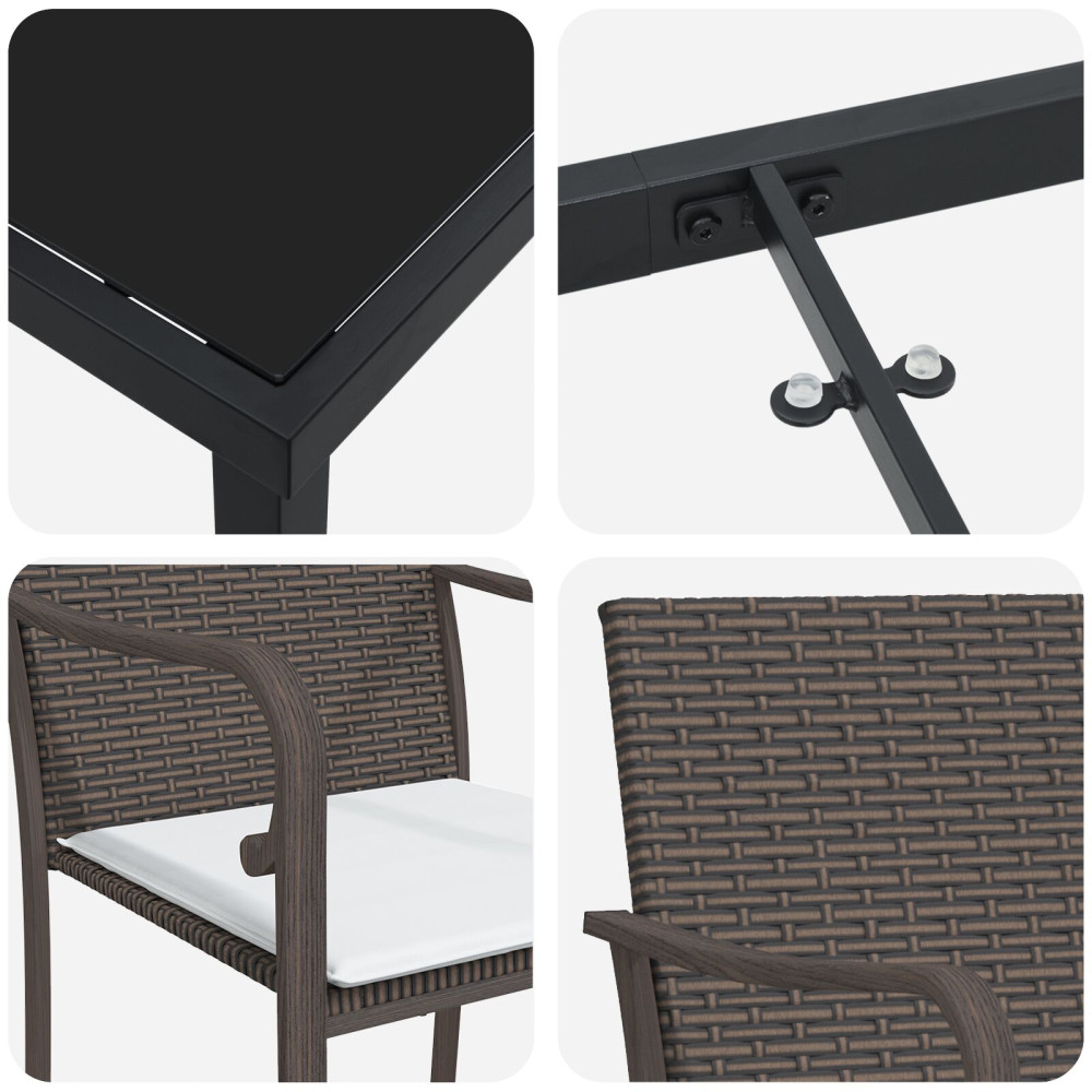 Produktbild för Trädgårdsmöbelset 5 pcs Brun och svart PE Rattan