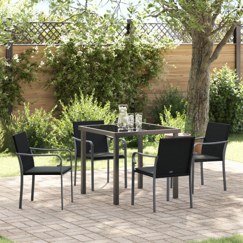 vidaXL Trädgårdsmöbelset 5 pcs Svart och Grå PE Rattan