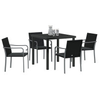 Produktbild för Trädgårdsmöbelset 5 pcs Svart och Grå PE Rattan