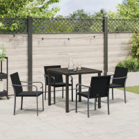 Produktbild för Trädgårdsmöbelset 5 pcs Svart och Grå PE Rattan