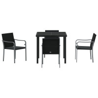 Produktbild för Trädgårdsmöbelset 5 pcs Svart och Grå PE Rattan