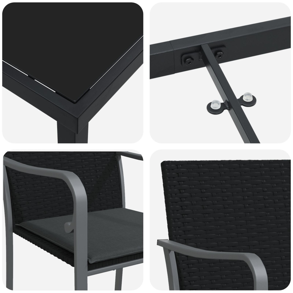 Produktbild för Trädgårdsmöbelset 5 pcs Svart och Grå PE Rattan