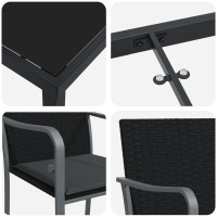 Produktbild för Trädgårdsmöbelset 5 pcs Svart och Grå PE Rattan