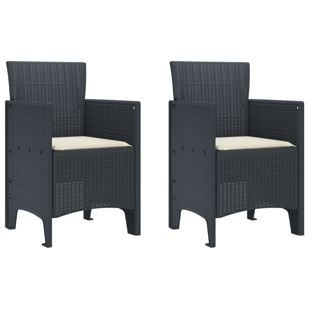 Produktbild för Trädgård Stol 2 pcs Antracit 53 x 49 x 85 cm Polypropylen