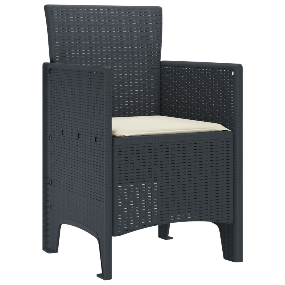 Produktbild för Trädgård Stol 2 pcs Antracit 53 x 49 x 85 cm Polypropylen