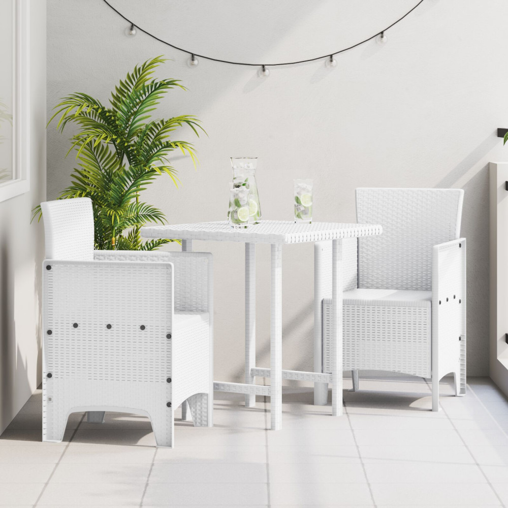 Produktbild för Trädgård Stol med kudde 2 pcs Vit 53 x 49 x 85 cm Polypropylen