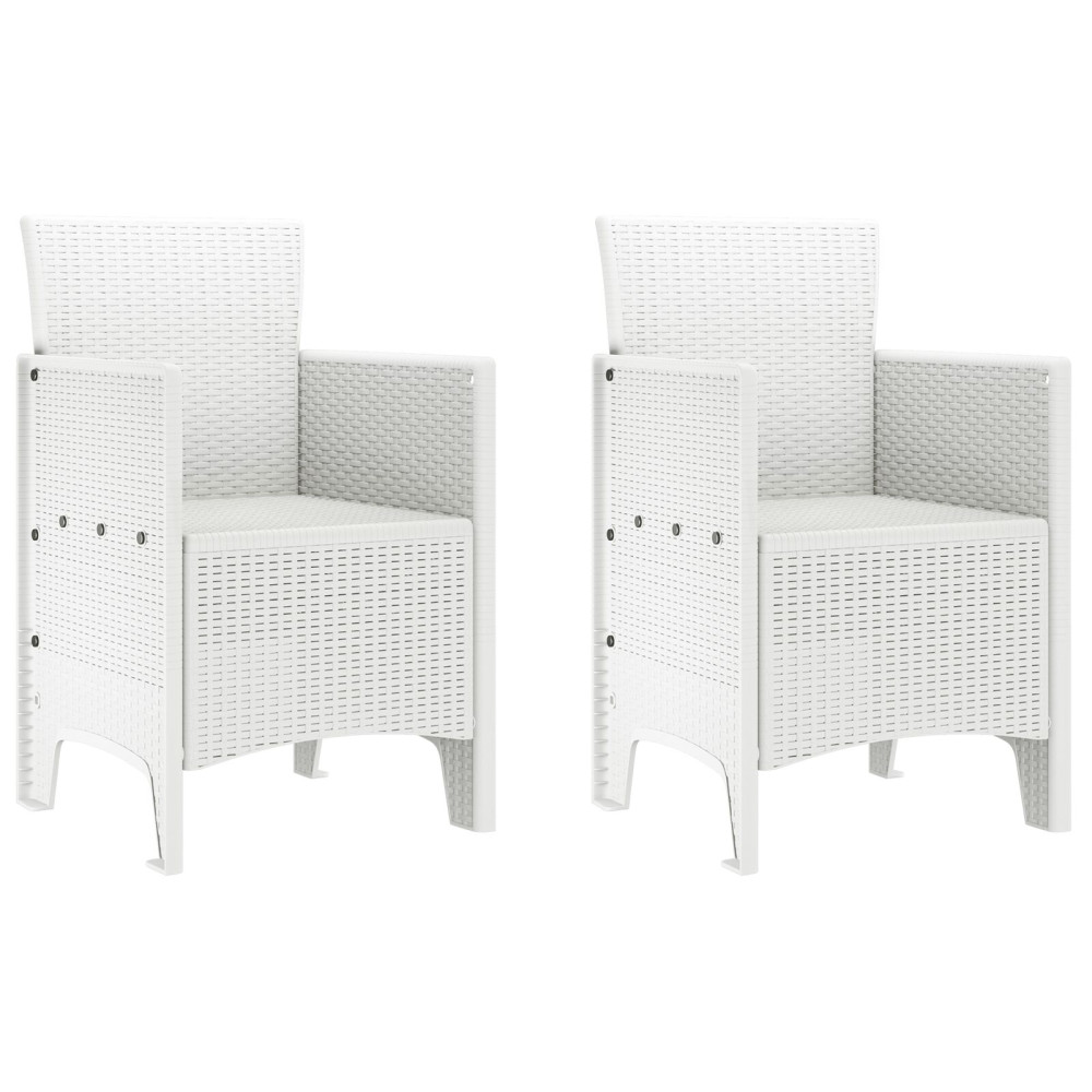 Produktbild för Trädgård Stol med kudde 2 pcs Vit 53 x 49 x 85 cm Polypropylen