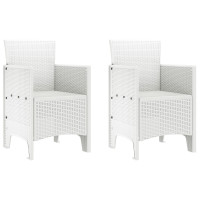 Produktbild för Trädgård Stol med kudde 2 pcs Vit 53 x 49 x 85 cm Polypropylen