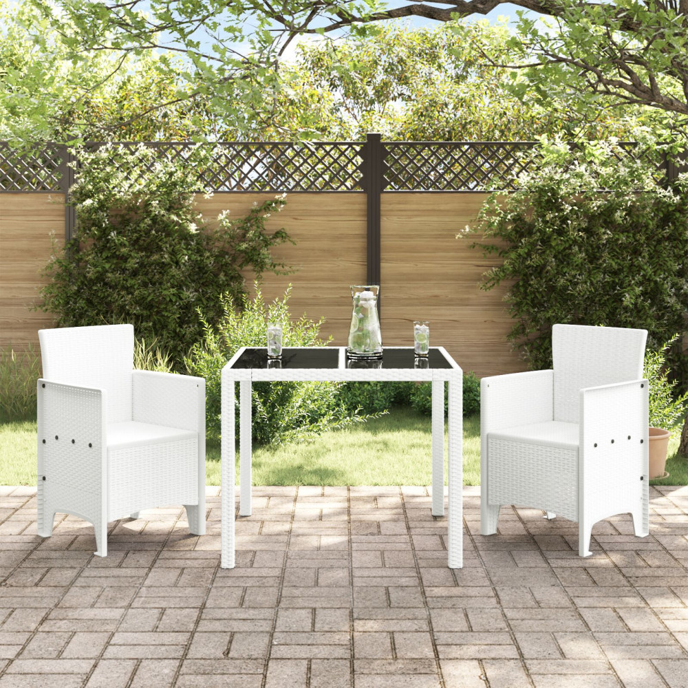 Produktbild för Trädgård Stol med kudde 2 pcs Vit 53 x 49 x 85 cm Polypropylen