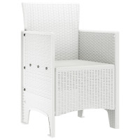 Produktbild för Trädgård Stol med kudde 2 pcs Vit 53 x 49 x 85 cm Polypropylen
