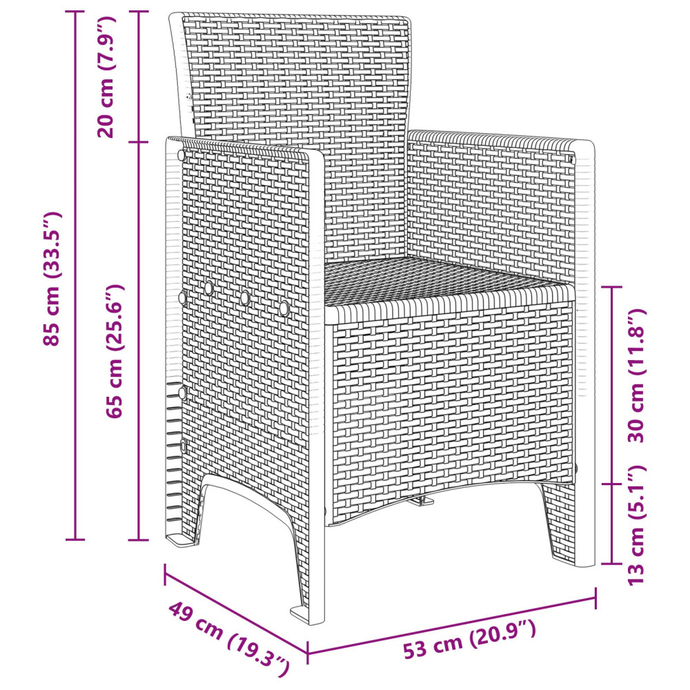 Produktbild för Trädgård Stol med kudde 2 pcs Vit 53 x 49 x 85 cm Polypropylen