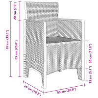 Produktbild för Trädgård Stol med kudde 2 pcs Vit 53 x 49 x 85 cm Polypropylen
