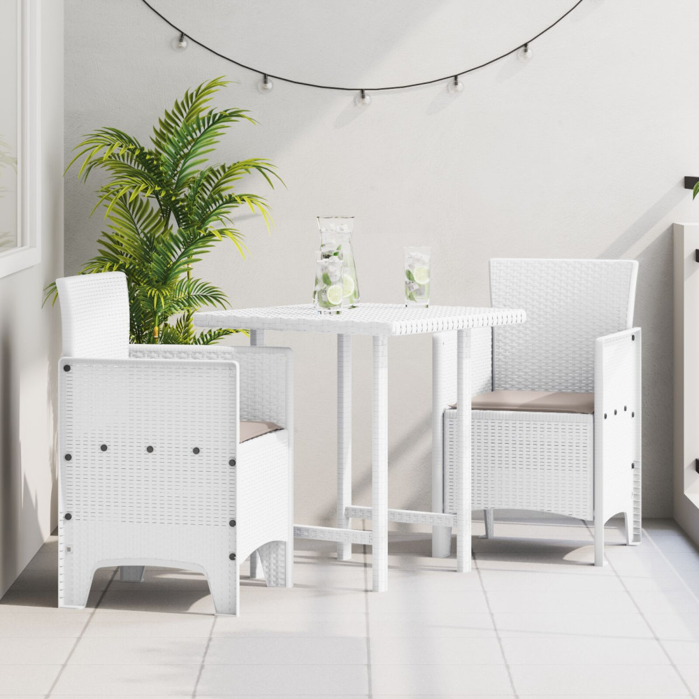 Produktbild för Trädgård Stol med kudde 2 pcs Vit 53 x 49 x 85 cm Polypropylen